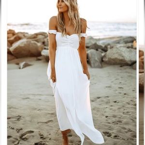 Off shoulder white maxi dress